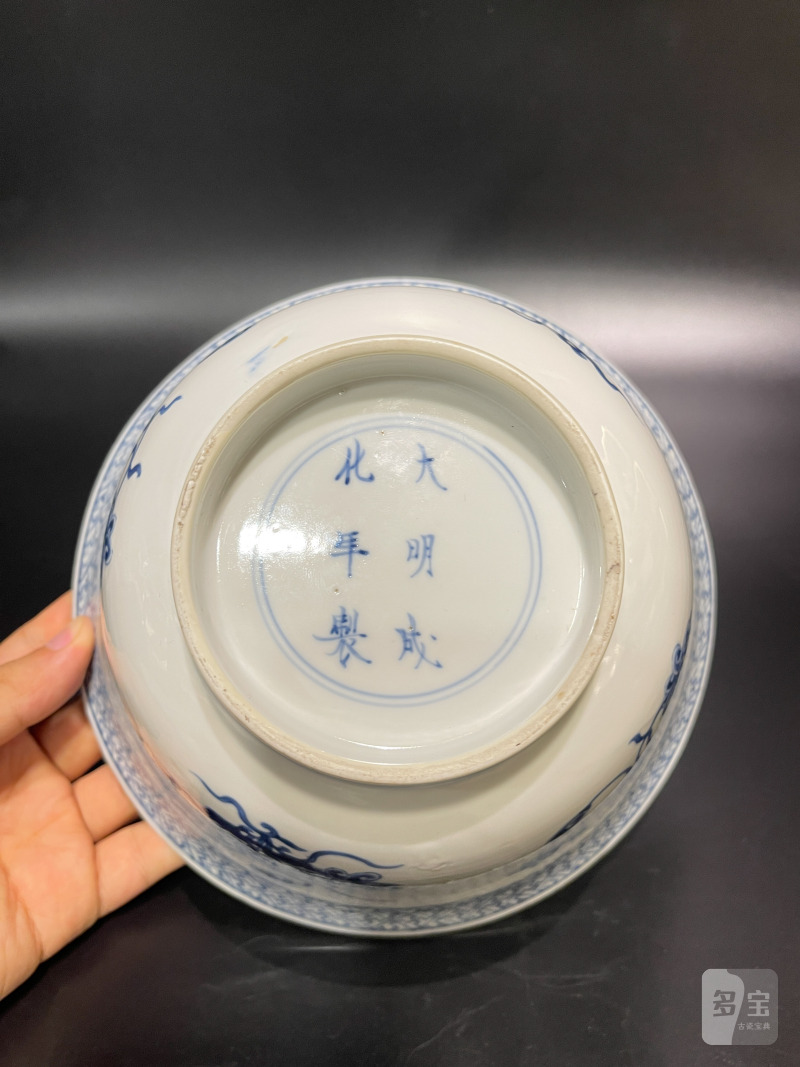清康熙 青花一束莲纹大碗 - 图9